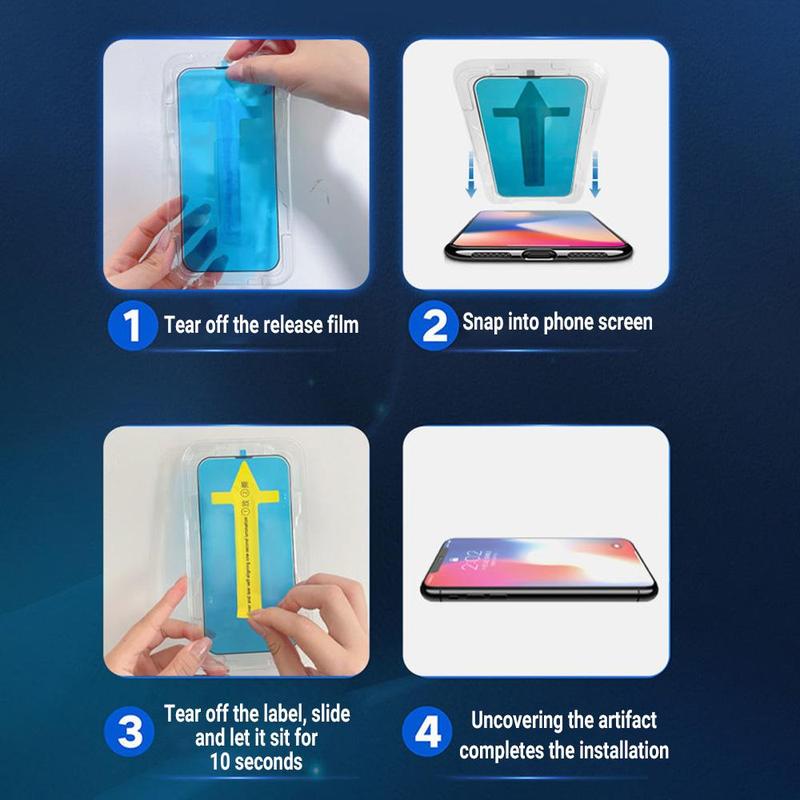 For iPhone Automatic Alignment Auto-Dust Removal Kit Full Cover Tempered Glass For iPhone 11 12 13 14 15 16 PRO MAX XR XS MAX Accessories Protector Screen Protector Protection Smartphone 7