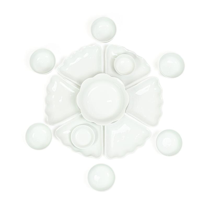 Bộ Hoa Mặt Trời Cúng Gia Tiên Men Trắng Trơn Không Kèm Khay  - Gốm Sứ Bát Tràng Linh Khang