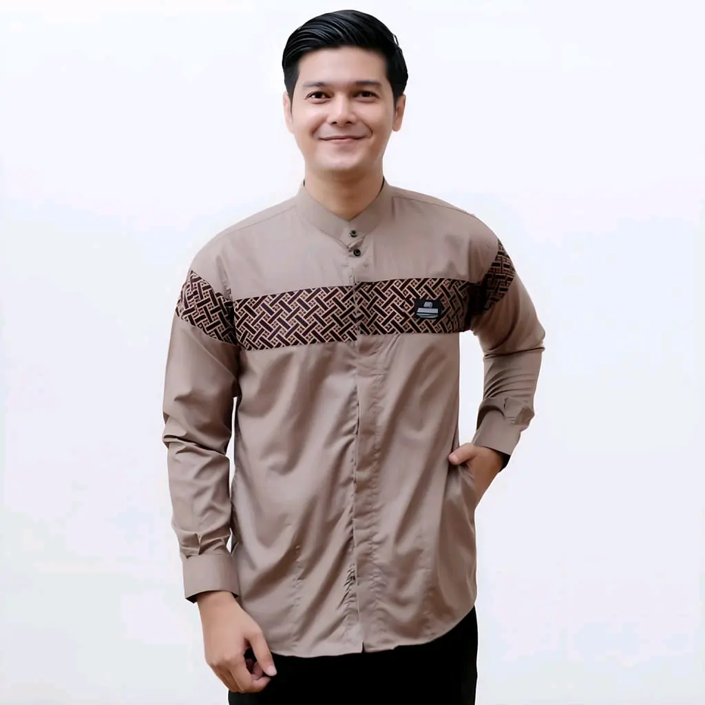 baju Koko pria dewasa lengan panjang motif kobata qynang batik terbaru