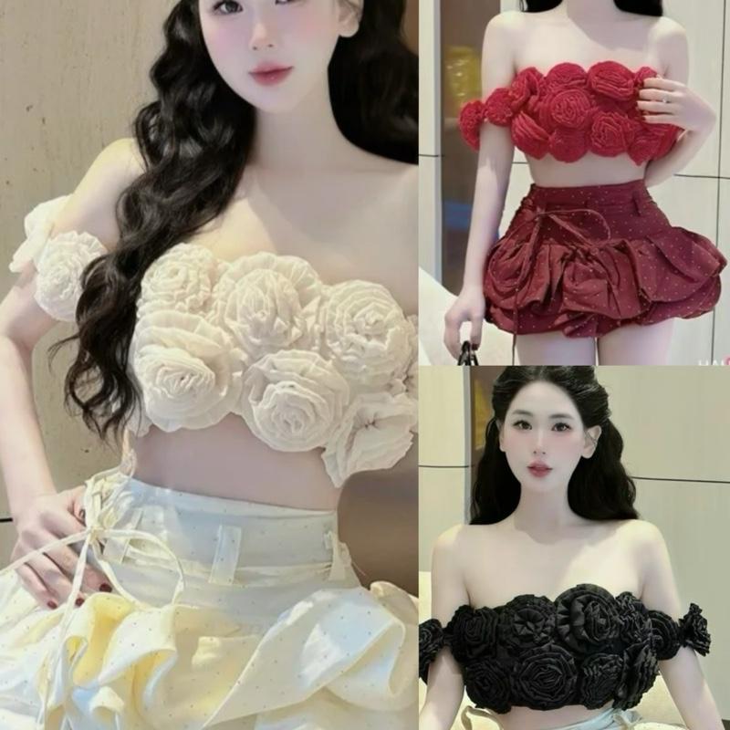 CÓ TÁCH LẺ SET ÁO HOA PHỐI VÁY ĐÁ ĐÍNH NƠ BLING BỒNG XOÈ SIÊU XINH DỰ TIỆC DU LỊCH