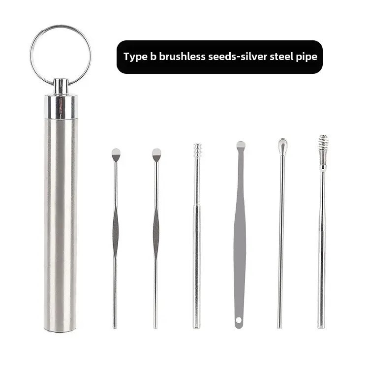 Ear Pick Handle 6-Piece Set – Spiral Spring Ear Cleaning Tools, Earwax Removal Kit, 6-in-1 Ear Pick Set