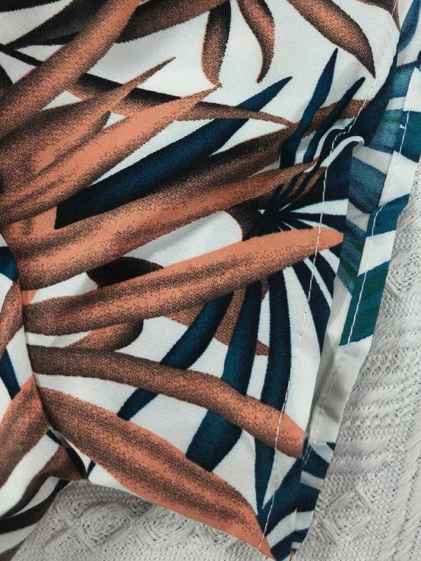Two-piece Set Women's Leaf Print Boho Tie Shoulder Knot Front Crop Cami Top & Elastic Waist Shorts Set, Ladies Summer Clothes for Beach Vacation 6