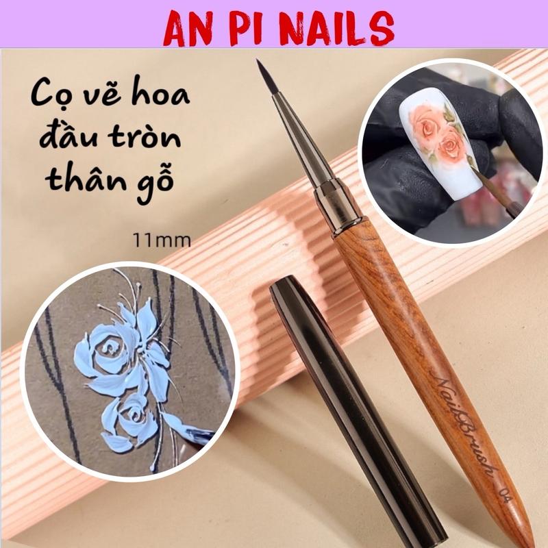 Cọ vẽ hoa đầu tròn 11mm, cọ hoa cúc 7mm, cọ bản, cọ kẻ dạ, An Pi Nails Làm Nail