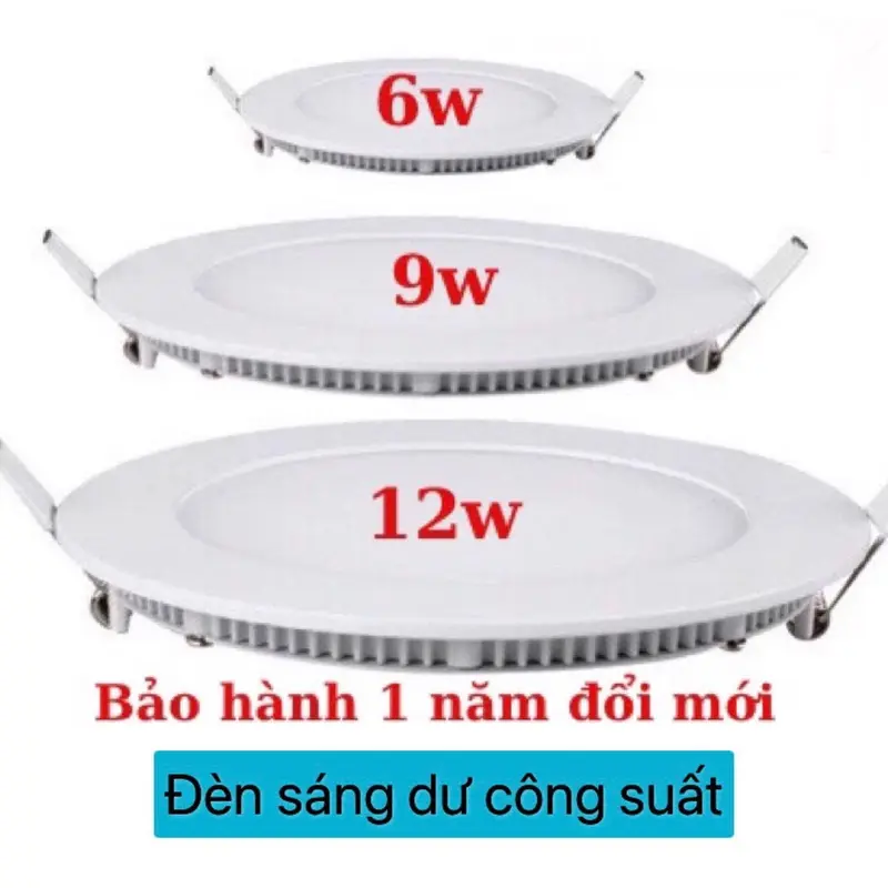 Đèn led âm trần siêu mỏng tròn 6w, 9w, 12w. đèn dowlight, thạch cao 0