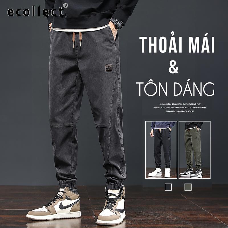 Quần Jogger Nam Denim Cotton Co Giãn Đã Wash Màu ECOLLECT, Logo Thêu Thời Trang Thu Đông 2024 - QD08 Menswear Pants