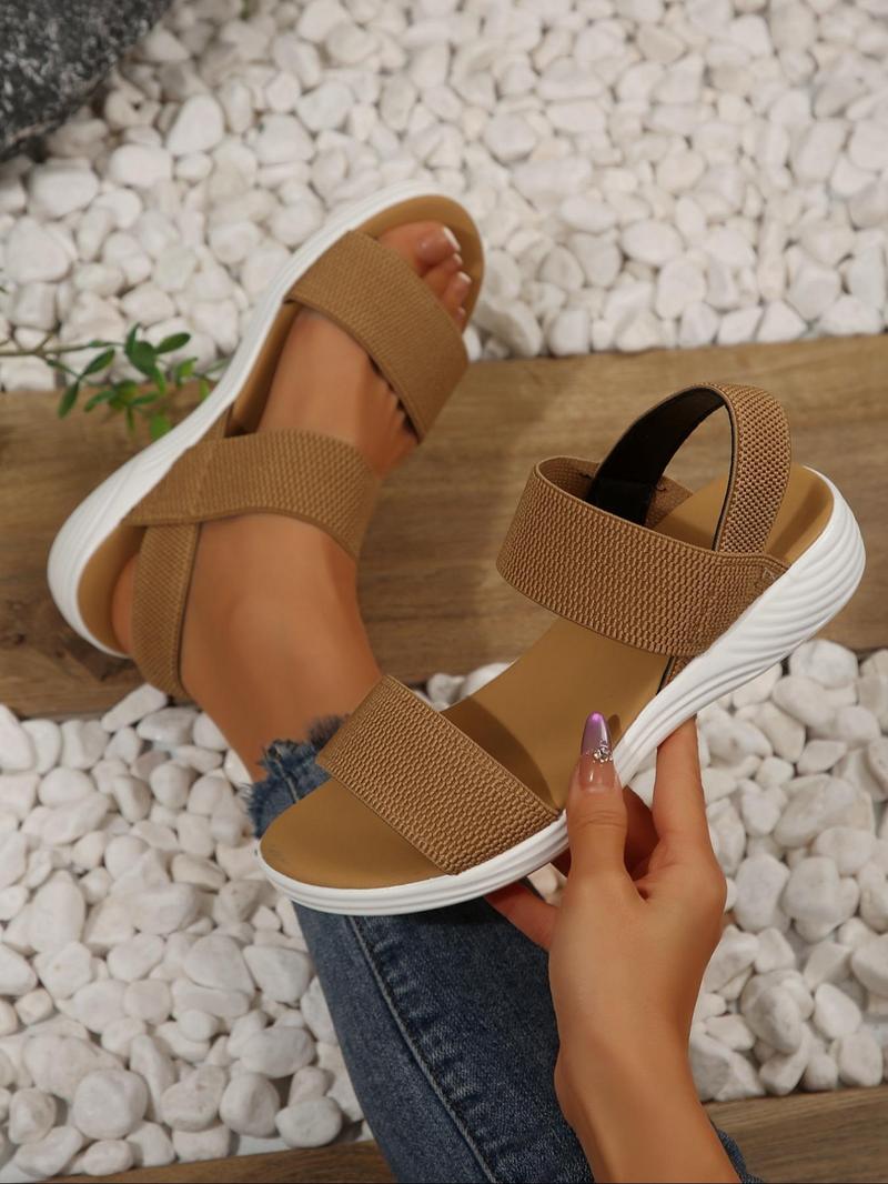 Product Introduction of Women's Fashionable Plain Color Sandals, 2024 New Style Casual Comfortable Sandals for Summer, Lightweight Breathable Shoes for Daily Wear, Girl 8