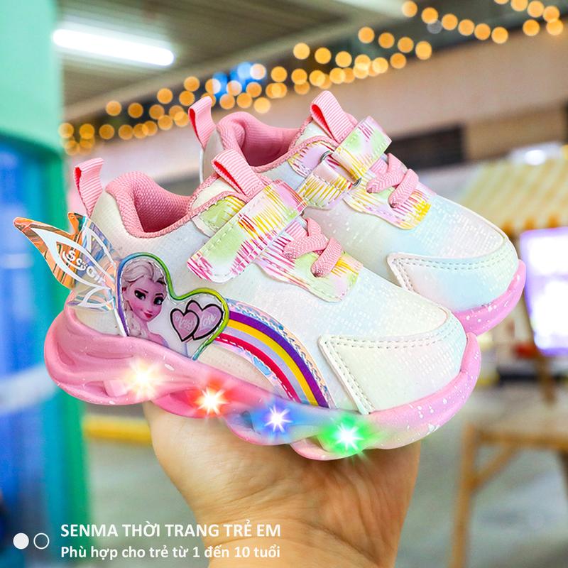 SENMA Giày elsa cho bé gái có đèn led giày thể thao bé gái 1 tuổi đến 10 tuổi
