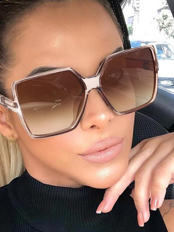 Rich Girl Sunglasses, Modern Simple Ombre Large Frame Vacation Sunglasses for Everyday Use, Trendy Casual Sunglasses, Fashion Black Eyeglass for Outdoor Activities, Travel Accessories, Women 4