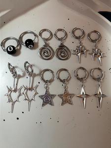 Pendientes colgantes con diseño de estrella y corazón punk, Bisutería de moda para fiestas, Decoración de ropa de uso diario, Bisutería moderna, elegante y que combina con todo para regalo de cumpleaños, Regalo de San Valentín