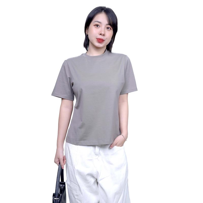 BLANWHI ÁO BABYTEE FORM VỪA Cổ Tròn VẢI EM BÉ DÀNH CHO NGƯỜI LỚN | SỢI BÔNG MỸ KHÔNG TẠP CHẤT | Áo Nữ mặc vừa vặn thông thường đơn thuần