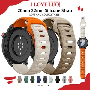 20mm 22mm Quick Release Rubber Band for Samsung Galaxy Watch FE 7 6 5 4 Silicone Strap Tali Jam Tangan Smartwatch for Huawei GT 6 5 4 3 /Garmin Watch /Amazfit /Aolon/Xiaomi Watch S4 S1 S2 S3/Redmi Watch 5 Active/5 Lite/Itel 011 12