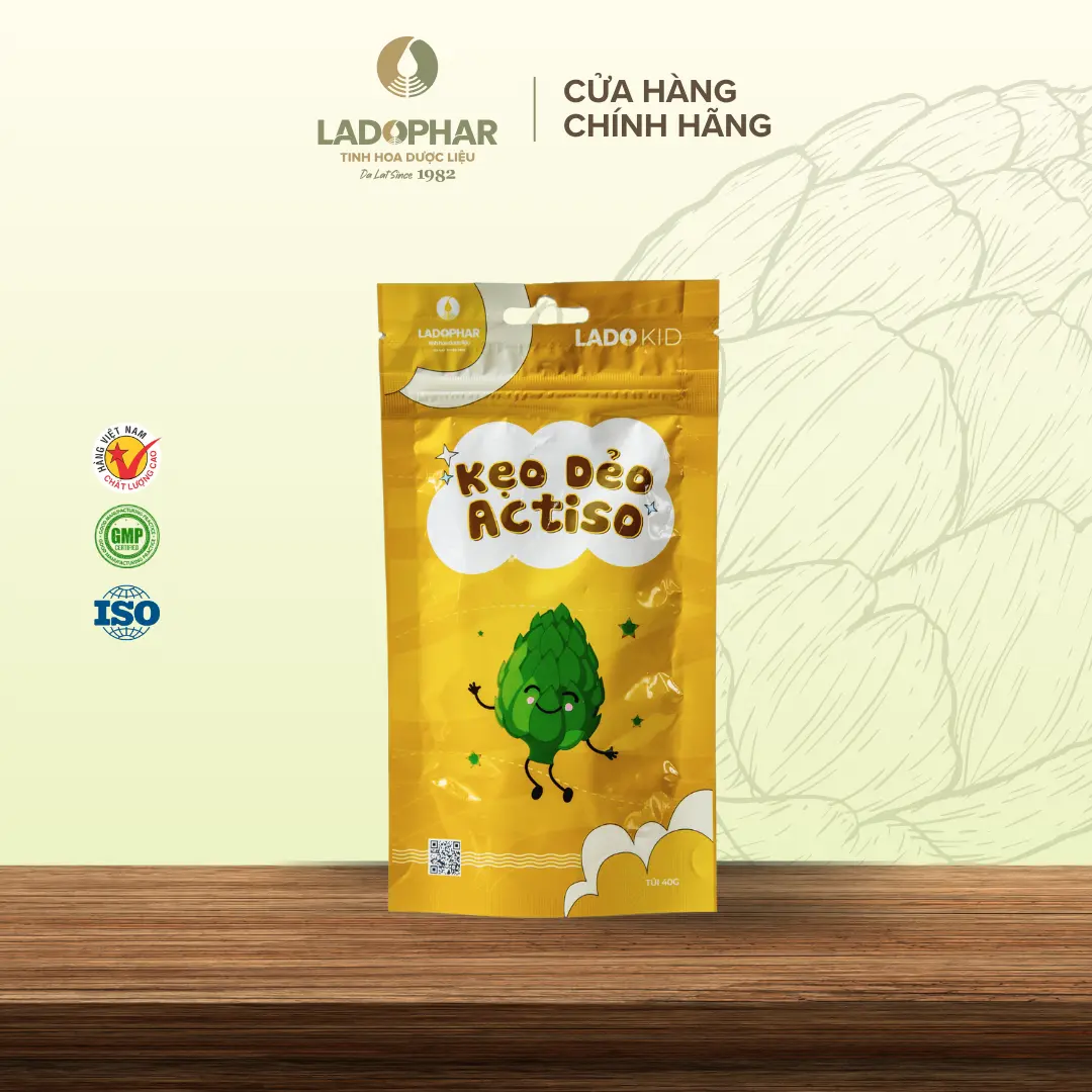 Kẹo dẻo Lado Kid Atiso Ladophar ít ngọt (Túi 40g)