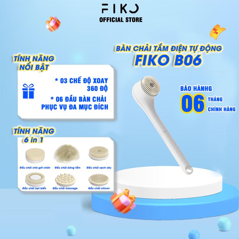 Bàn chải tắm tự động 6 trong 1 FIKO B06 - Kèm 6 đầu chải - Bảo hành 6 tháng