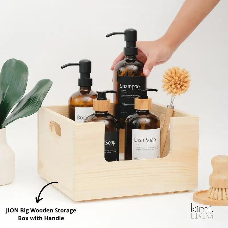 KIMI LIVING - RYOTA Botol Refill KACA Pump BAMBOO untuk Sabun Shampoo Conditioner Hand Sanitizer / Refillable Bottle Amber Tutup Bambu Dekorasi Rumah Minimalis Estetik Putih 4