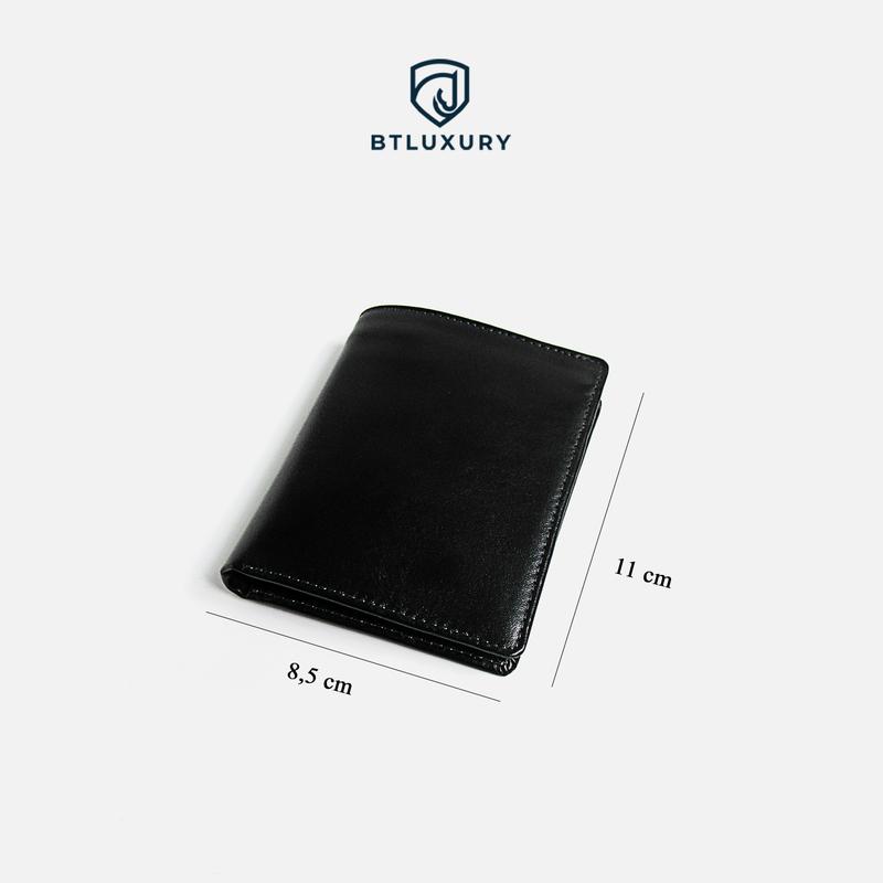 Ví nam Mini BTOS ví đứng nam mini kích thước nhỏ gọn da bò nappa cao cấp chất da mềm Thương Hiệu BTLUXURY Wallet Hình Chữ Nhật Vi mini Nhiều Ngăn