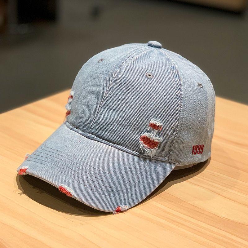  Mũ Bóng Chày Denim Phong Cách Cổ Điển Màu Trơn Thời Trang Cá Tính Mũ Lưỡi Trai Rách Thiết Kế Lỗ Hợp Xu hướng Cho Nam Và Nữ Phong Cách Hip-Hop Đường Phố Mũ Chống Nắng viên bấm khẩu trang 