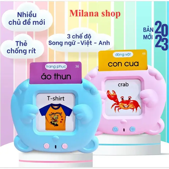 Máy đọc từ vựng song ngữ Anh Việt mẫu mới 255 thẻ, Máy đọc thẻ flashcard 255 thẻ 510 từ sạc cổng USB không sóng điện từ