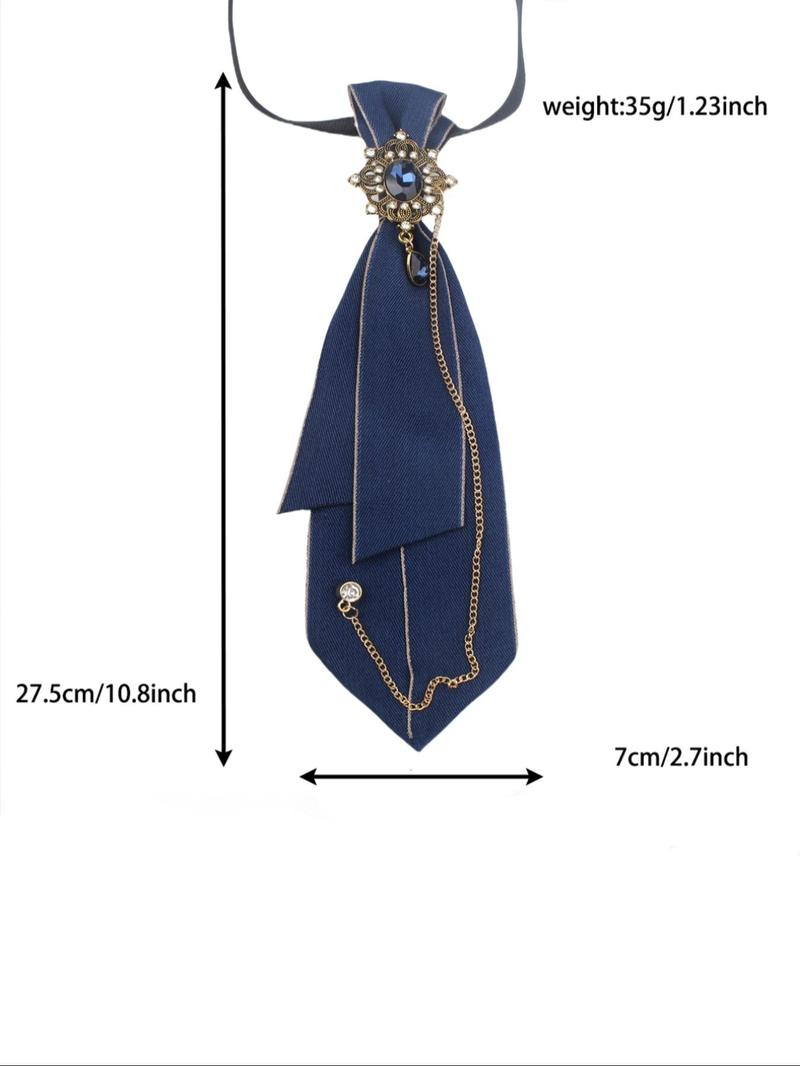 Product Introduction of Women's Street Trend Rhinestone Decor Tie, Trendy Colorblock Tie for Daily Wear, Fashionable Clothes Accessories for Women & Girls 8