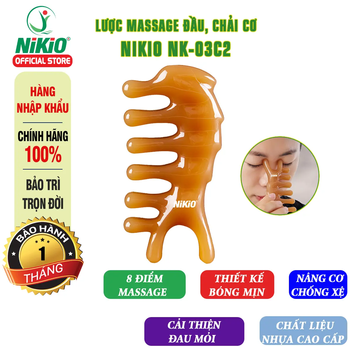 Lược massage đầu, cổ vai gáy, thái dương Nikio NK-03C2