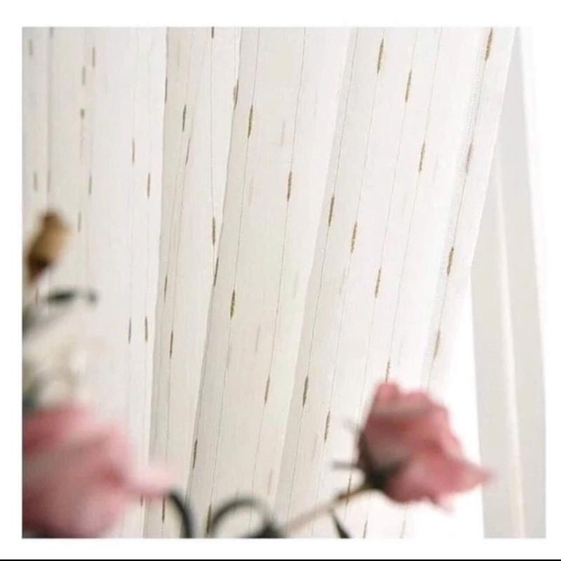 Rèm VOAN trắng lụa đính hoa văn HẠT MƯA VÀNG rèm cửa sổ Loại 1 vải trang trí decor phòng RÈM SPA không kèm thanh treo