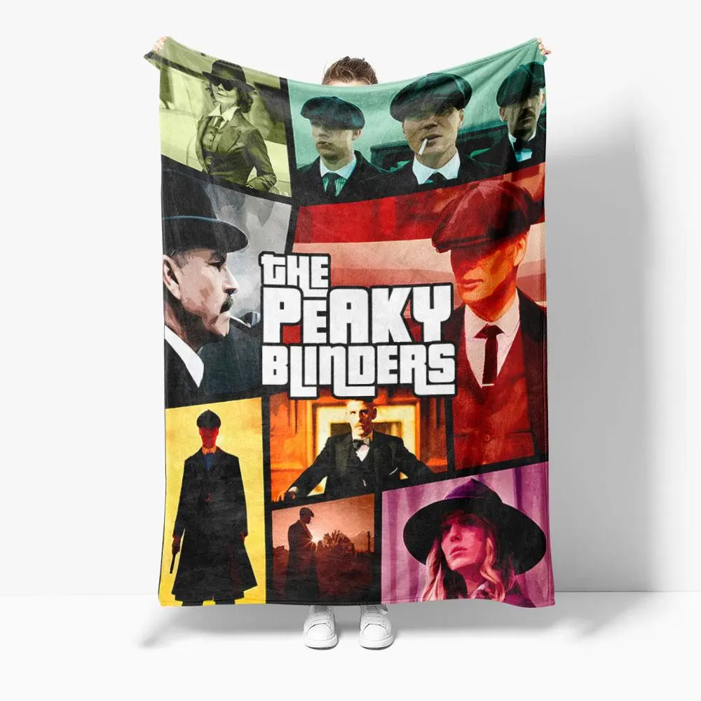 The Peaky Blinders Movie Poster Pattern Flannel Blanket, 1 Count Soft Warm Throw Blanket, Cool Bedroom Bedding Blankets, Gift for Son, Bedroom Accessories
