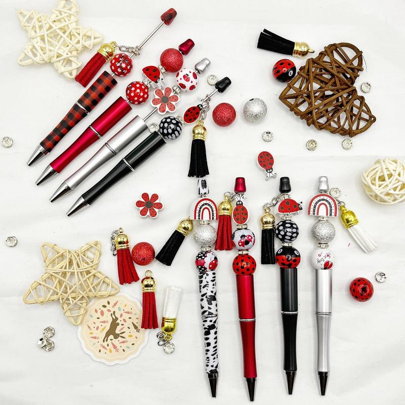 Cute Beaded Ballpoint Pen Set, 8 Counts/16 Counts DIY Beaded Ballpoint Pen with Tassel Pendant, Writing Pen for Office School Student 5
