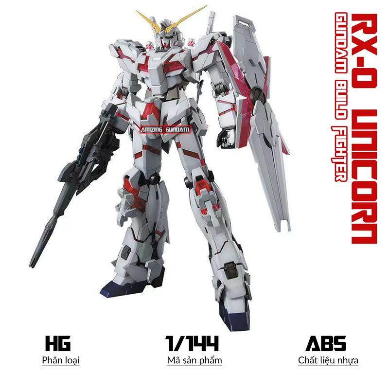 Mô hình Lắp ráp HG RX-0 Unicorn, 1/144 Gunpla, Mô hình nhựa, Đồ chơi xếp hình Mecha