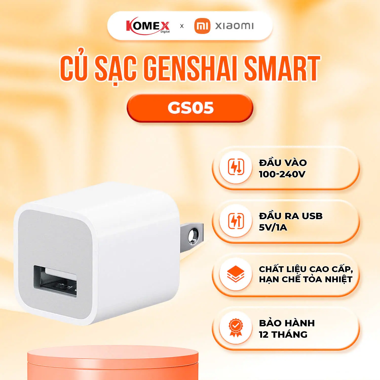Củ Sạc Genshai Smart GS05 5V Chính Hãng Bảo Hành 12 háng Phone Usb