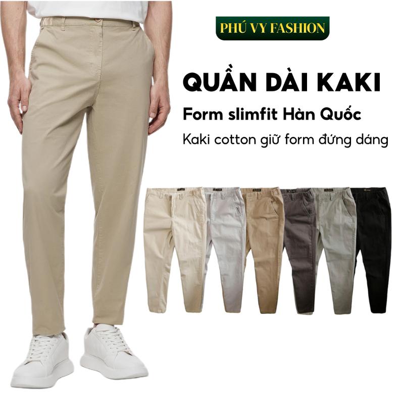 Quần Dài Kaki Nam Phú Vy Fashion Form Slimfit Kaki Hàn Quốc Lưng Hông Thun Menswear Thanh Lịch Trẻ Trung Có Túi ( QDHQLT06 )