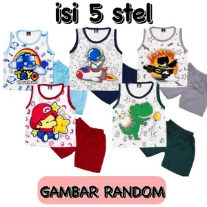 PAKET BAJU SETELAN KUNTUNG/KUTANG/SINGLET/KUTUNG SANTAI ANAK LAKI-LAKI/COWOK BAHAN KAOS KATUN
