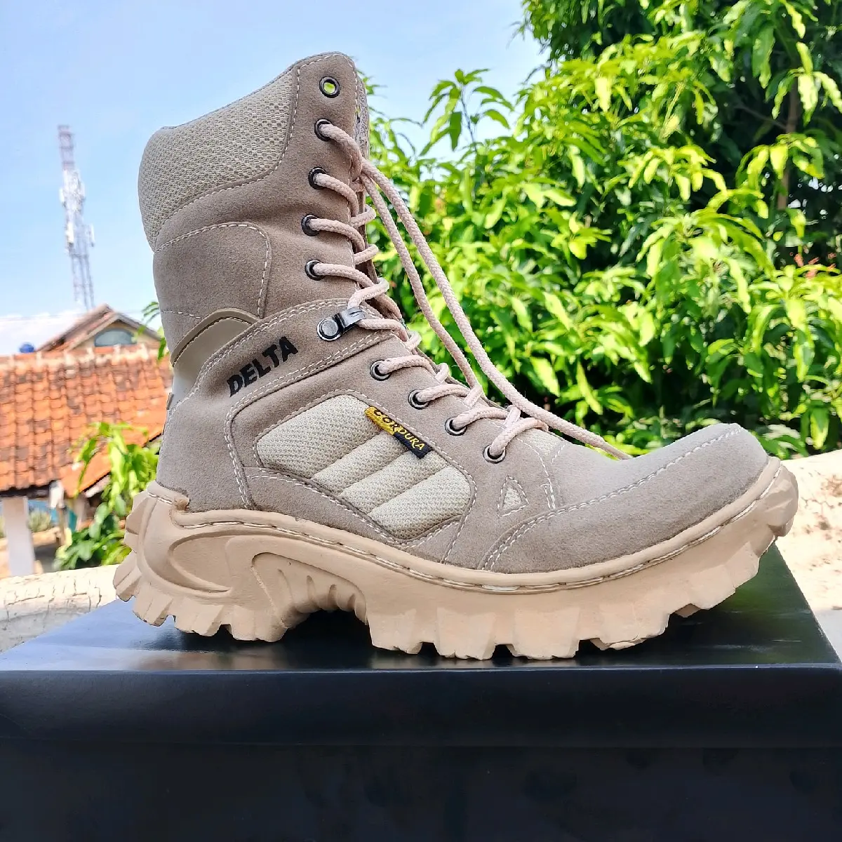 SEPATU BOOTS DELTA 8 INCI Round Toe Shoes Karet