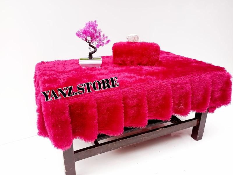 Taplak Meja Rumbai Free Sarung Tissue - Kain Bulu Rasfur Modern - Shop ...