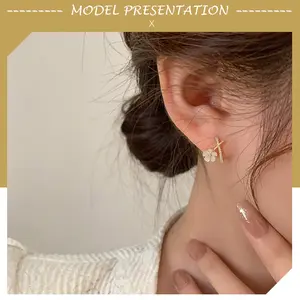 【Sktlz Barang akan dikirim dalam 24 jam】Anting Bunga Jahitan Perak S925 Anting Wanita Desain Ceruk Anting Mewah Anting Trendi