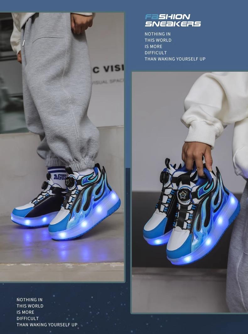 Product Introduction of In Stock Children's Heelys Detachable Skate Shoes Boys and Girls Roller Skates Heelys Boys 2024 New Summer Children's Pulley Sneaker Skates Double Wheel Breathable Walking Shoes Boys 13