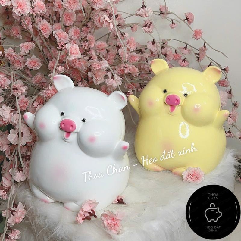 [M.U.A 1 T.Ặ.N.G 1] Heo đất/Lợn đất BÁNH BAO CUTE size TO tặng heo nhỏ tiết kiệm tiền, decor, trang trí, quà tặng,... THOA CHAN - HEO ĐẤT XINH Ống Tiết Kiệm Đựng Tiền