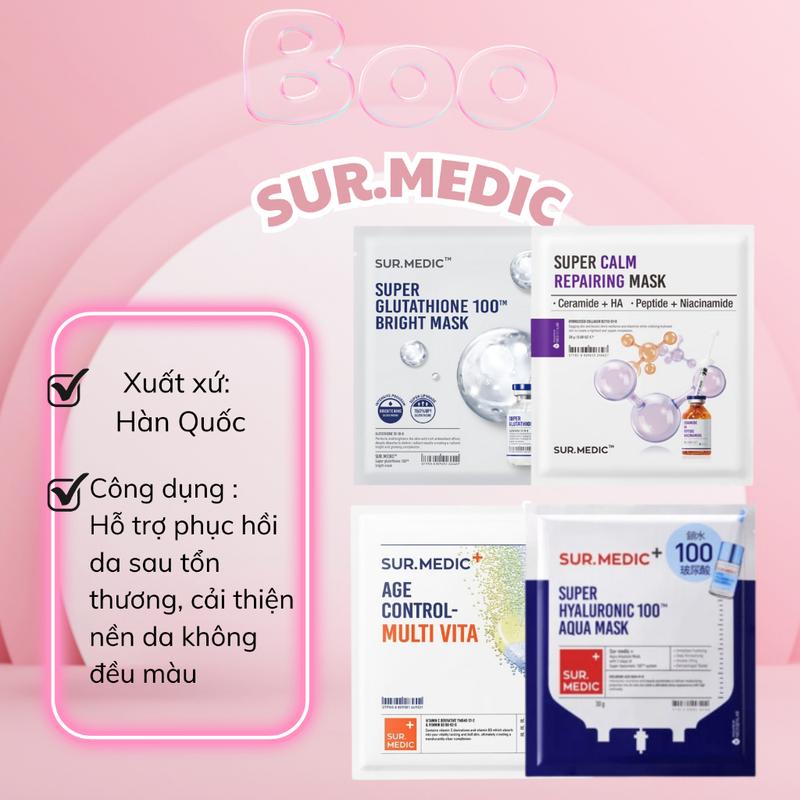 Mặt Nạ Giúp Da  Căng Mịn Hỗ Trợ Trắng Da Sur.Medic+ - Full hộp (10 miếng)