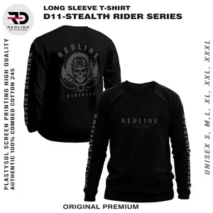 REDLINE CLOTHES-D11 Kaos Lengan Panjang Hitam Model Tengkorak Premium Katun Combed 24s Streetwear