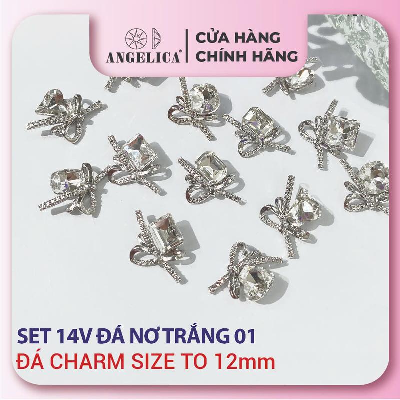  SET Đá Mix Nơ 14 Viên SIZE TO - Mix Hình Một Hình - CHÍNH HÃNG ANGELICA Women Nữ Làm Nail 