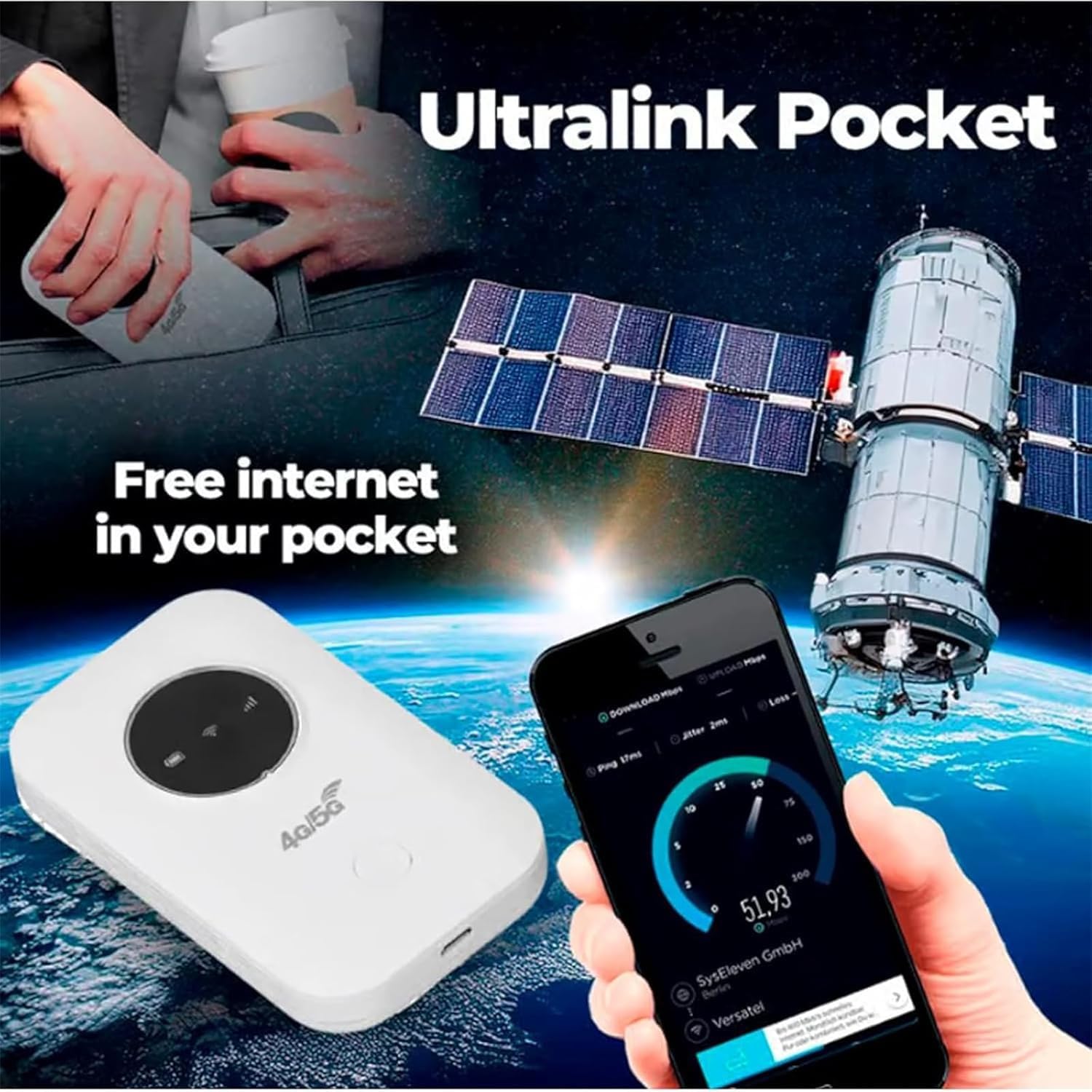 Configurable Satellite Router Wi Fi 2026 Ultralink Pocket, Portable Free Internet, Free WiFi Anywhere ...