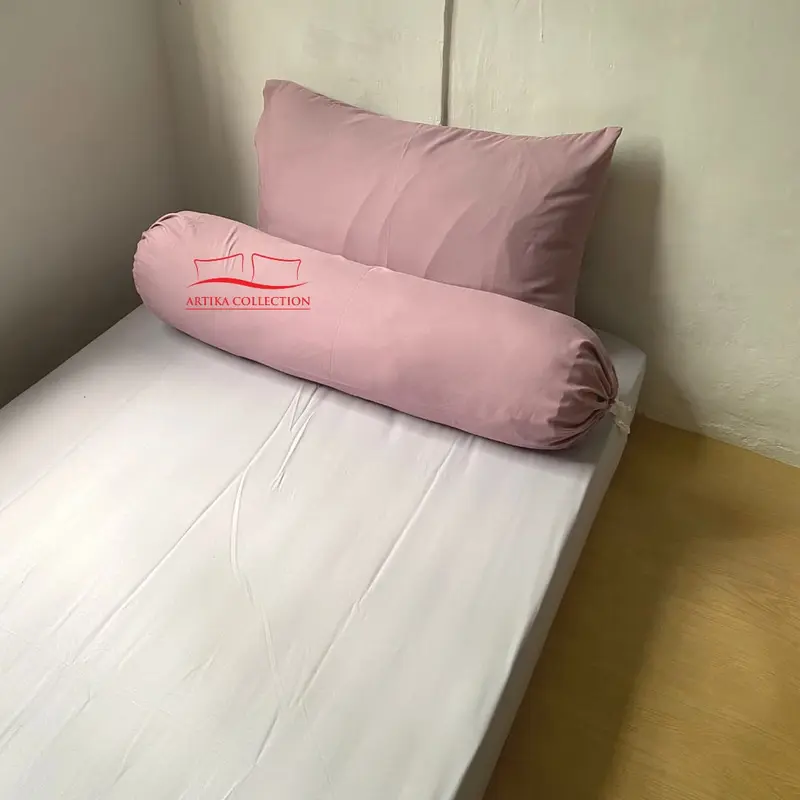 Sprei Polos Two Tone Aesthetic Warna Light Grey Mix Soft Mauve Ukuran 90x200 100x200 120x200 160x200 180x200 Seprei Katun Disperse Berpori Menyerap Keringat Bantal Guling Kain Karet 0