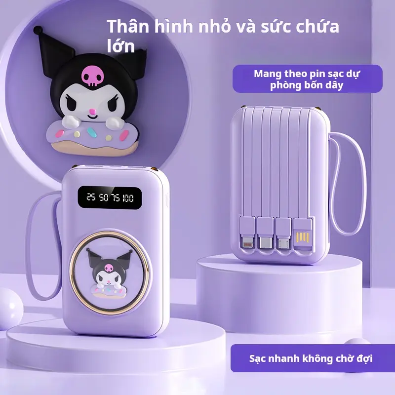 Sạc Dự Phòng , Chính Hãng QTS, Dung Lượng 20000mAh, Tích Hợp Dây Sạc Nhanh Cho Nhiều Thiết Bị Titan