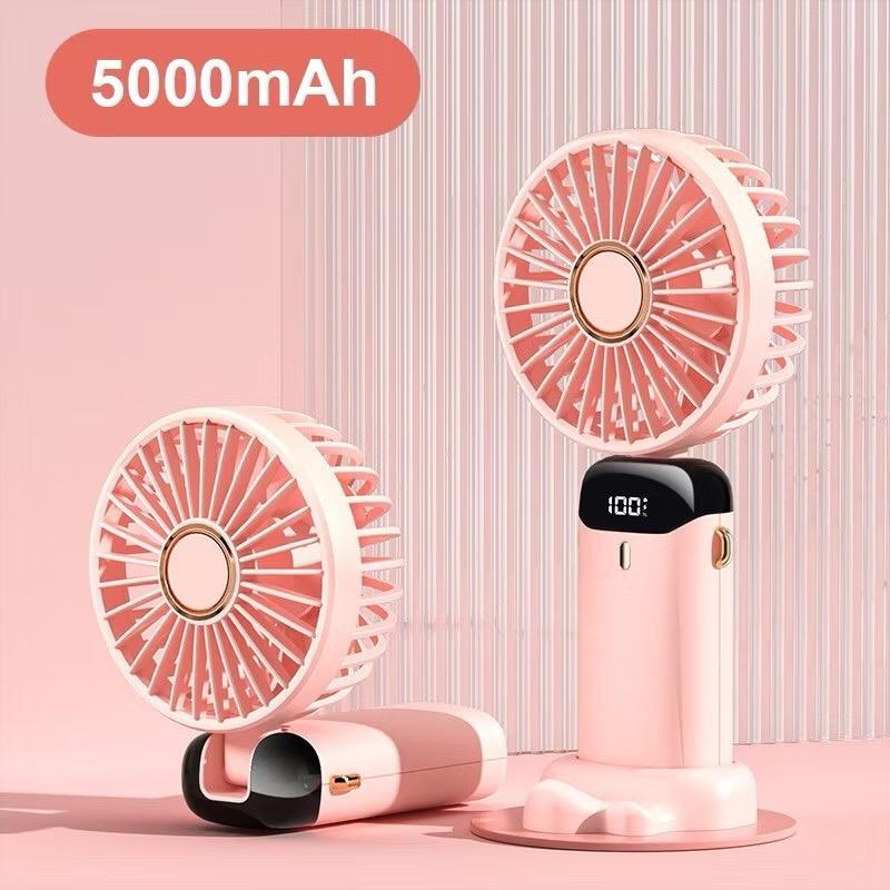 ￼Quạt cầm tay tích điện dung lượng p..i...n khủng 5000 mAh , quạt mini 5 tốc độ gió linh hoạt 1