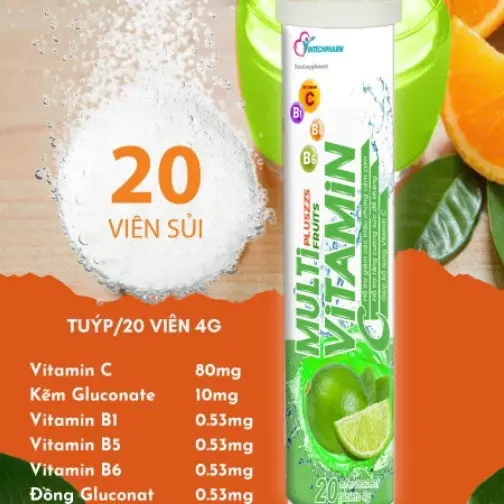 [ Mua 3 hộp Tặng 1 hộp ] Viên sủi Multivitamin Plus các vị, bổ sung vitamin C, hỗ trợ tăng cường miễn dịch, tăng cường đề kháng detox  dành cho mẹ sau sinh 2