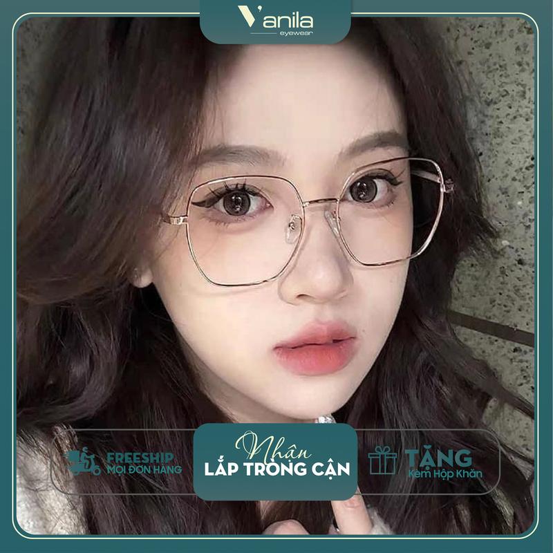  Gọng kính Tiatan KC22357 dáng đa giác lục giác kính thời trang cho nam nữ mặt to kim loại 