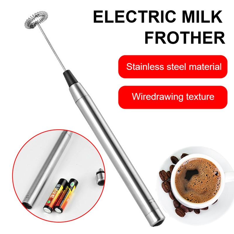 Máy tạo bọt sữa, Máy tạo bọt bằng Điện cầm tay, Hoạt động bằng Pin, Thép không gỉ, Máy trộn đồ uống, Máy xay sinh tố, cho Cappuccino và Sô cô la nóng, Kích thước nhỏ Máy Đánh Bọt Máy Đánh Trứng 0