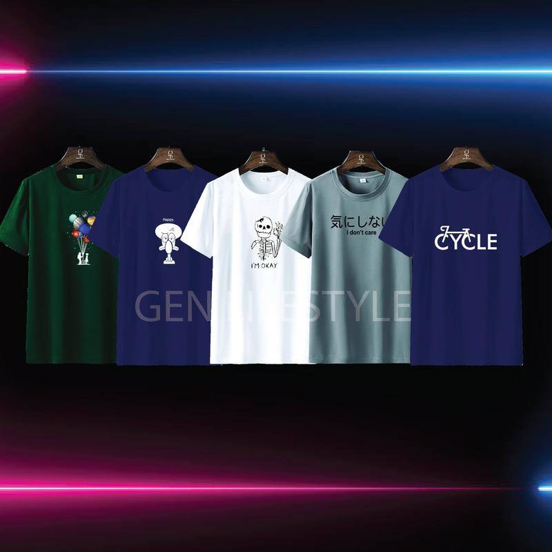Kaos Motif Distro Paketan 80 Ribu Dapat 5 Lokal Sablon Soft Nyaman Polyester Pria 1