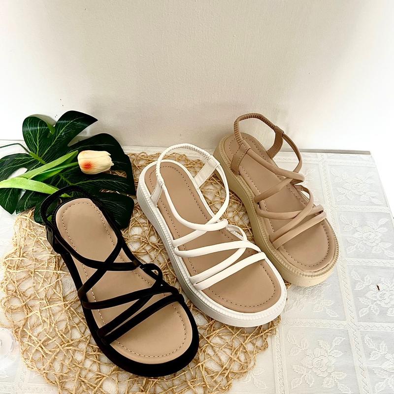 GiàY Sandal DéP nữ quai ngang chéo đế đúc nhiều dây 3-4p mang êm Shoes Nhung S049