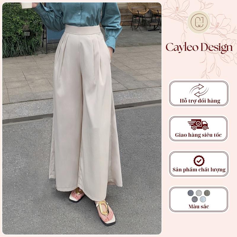 Quần Phối Ly Cạp Cao Ống Rộng Cây Leo Design Thoải Mái Trẻ Trung Dành Cho Nữ Women Pants Min6995