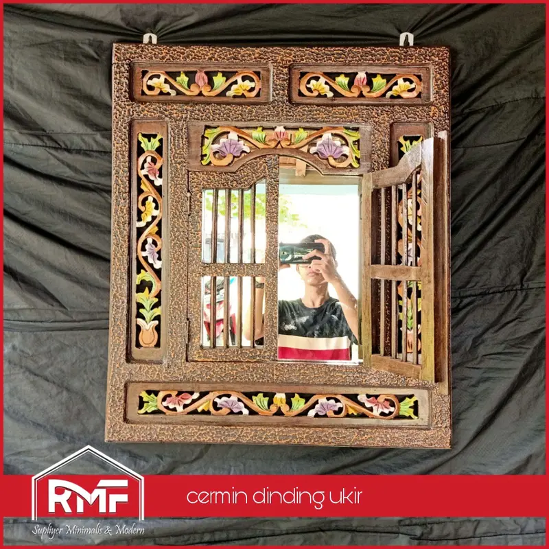 Cermin Ukir Jawa Kayu Jati Jepara Cermin Krepyak Jati Ukir Jawa 1
