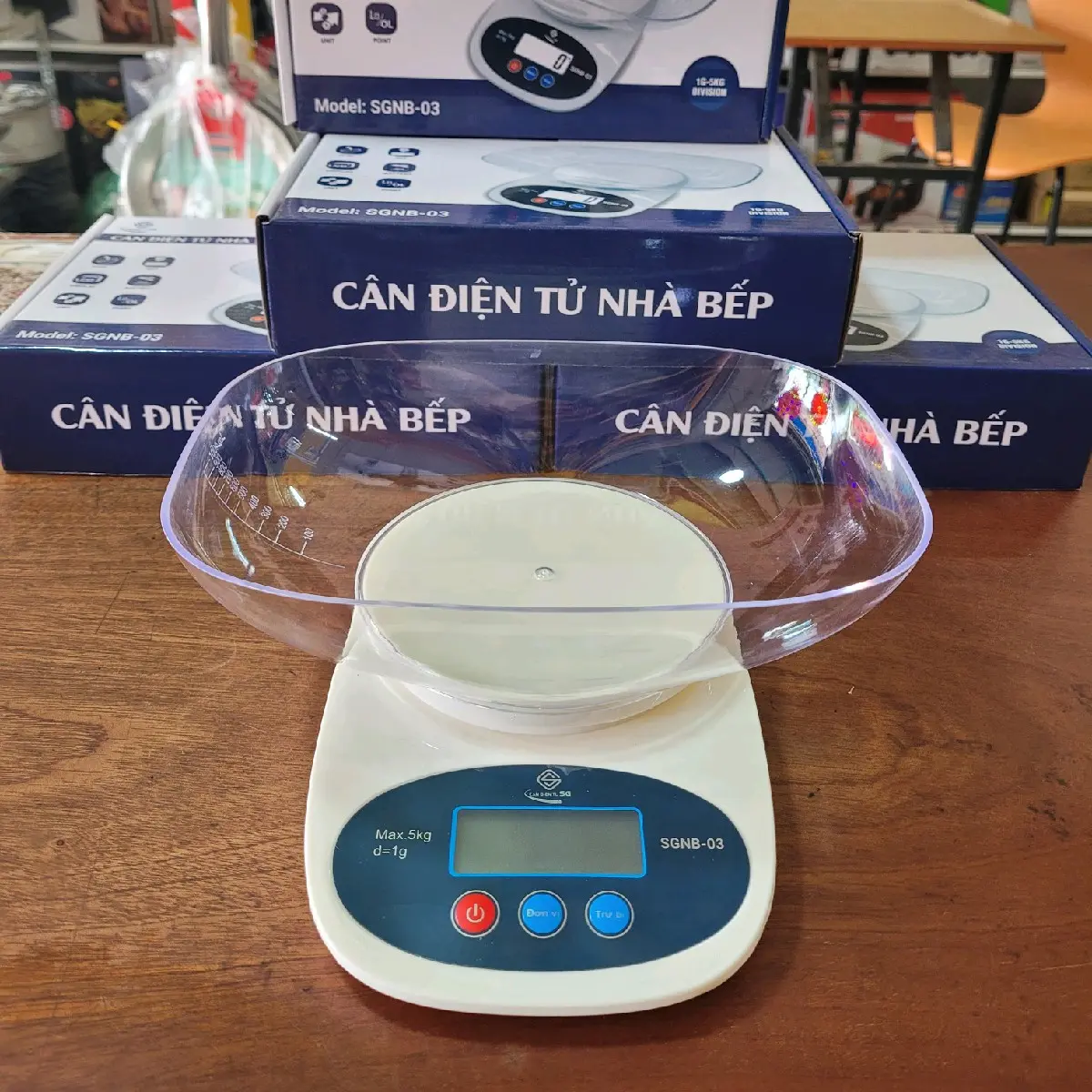 cân điện tử nhà bếp Sài Gòn SGNB-03 , 1G-5KG, dùng pin AAA, TẶNG KÈM TÔ NHỰA.